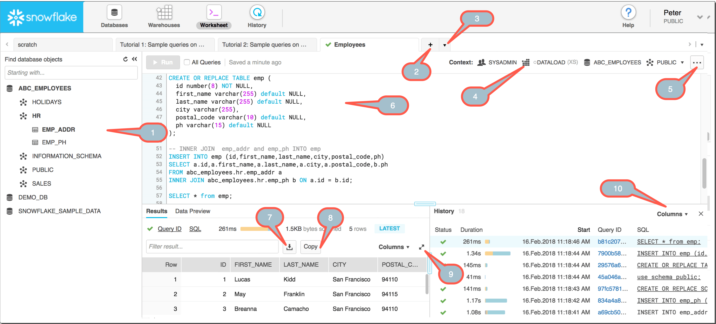 Snowflake WebUI Worksheets